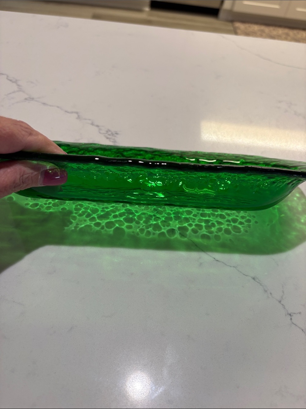 Green Decorative Glass Tray with Silver Christmas Tree Accent - Picture 4 of 6